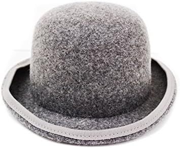 100% Wool Crushable Bowler Derby Fedora Hat Gray L/XL