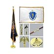 Massachusetts 3ft x 5ft Flag Flagpole Base and Tassel