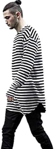 Transasia Men's Hipster Stripe Longline Long Sleeve T-Shirt (Medium)