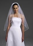 Davids Bridal Butterfly Shaped Fingertip Veil with Pearls Style V935, White