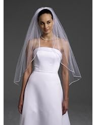 David's Bridal Butterfly Shaped Fingertip Veil with Pearls Style V935 by David's Bridal