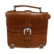 10" Leather Satchel Tote Shoulder Bag L16 BRN for Man & Women (full leather shoulder strap, 3.5 LB bag)