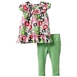 Calvin Klein Baby-girls Infant Printed Tunic with Pants, Green, 24 Months