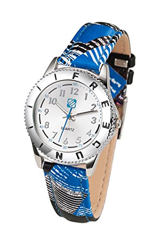 Freegun - EE5123 - Montre Garçon - Quartz Analogique - Cadran Argent - Bracelet Cuir Multicolore