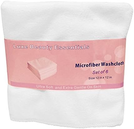 Luxe Beauty Essentials Plush Microfiber Wash Cloth Set of 6 in White