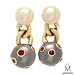 Mikimoto 18K Yellow Gold Pearls and 1.2 CTW Ruby Ladies Earrings. Length 27.5 mm. Total Item weight 