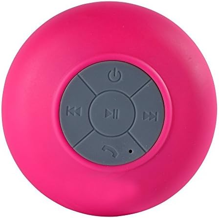 Water Resistant Bluetooth 3.0 Shower Speaker (FM Radio Included), Handsfree Portable Speakerphone with Built-in Mic, 6hrs of playtime, Control Buttons and Dedicated Suction Cup for Showers, Bathroom, Pool, Boat, Car, Beach, & Outdoor Use, Pink
