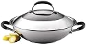 Circulon Steel Elite Stainless Steel Covered Stirfry Wok, 30 cm
