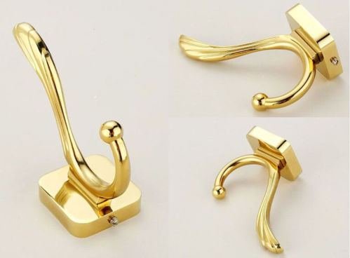 Wall Door Mount Coat Clothes Hanger Bath Towel Hook Gold Finish