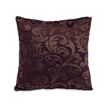 13 Square Iridescent Eggplant Purple Botanical Print Decorative Pillow by CC Home Furnishings