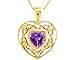 14K Yellow Gold Open WorK Heart Gemstone title=