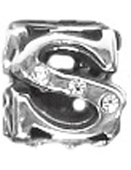 Zable(tm) Sterling Silver Cz Initial S Bead / Charm