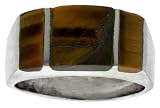 Gent's Sterling Silver Striped Tiger Eye Ring