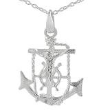 Sterling Silver Anchor/Jesus/Cross Pendant