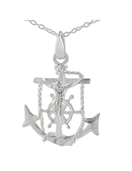 Sterling Silver Anchor/Jesus/Cross Pendant