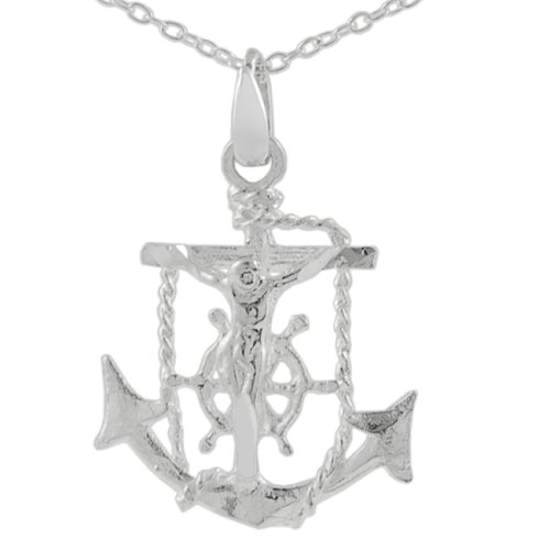 Sterling Silver Anchor/Jesus/Cross Pendant
