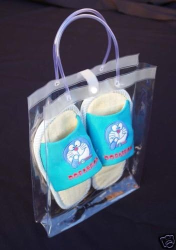 10 pieces 9.5X2.5x12.5" clear PVC soft pouch bag with round tube handle beauty make up cosmetic packing supply