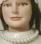 Simulated White Large Pearl Short Chain on Silver Plated Necklace Earrings