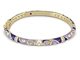 Lauren G Adams 18k Gold Plated Stackable Lavender and Purple Enamel CZ and Pearl Bangle Bracelet Size Medium Lauren G Adams 18k Gold Plated Stackable Lavender and Purple Enamel CZ and Pearl Bangle Bracelet Size Medium