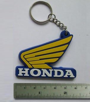 Honda Wing Keyring Rubber Keychain Motorcycle 1 Pcs Yellow Blue