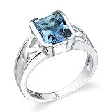 Sterling Silver 3.50 cts Radiant Cut London Blue Topaz Ring Size 9