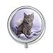 Domestic Shorthair Kitten Cat Angel Wings Purple Satin Pill Case Trinket Gift Box