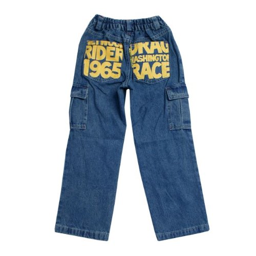 キッズ デニム 男の子ジーンズ ウエストゴムでらくらく ヒッププリントデニムパンツ カーゴパンツ（子供用