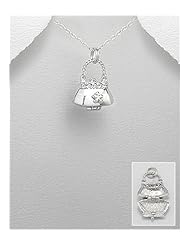 Bag Locket pendant Necklace In 92.5 Sterling Silver