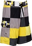 Mens Multi Color Checker Print Skate Surf Board Short / Swim Trunks - ( 2 Colors )