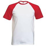 Fruit of the Loom Baseball T-Shirt - White / Red XXL