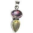 Present Ideas Silver Multi Gemstone Pendant with Chain 1.5 inches (gpndt020)