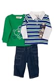 B T Kids Baby Boys Fall/Winter 3 Pc Puppy Polo Denim Jean Set-6-9 Months