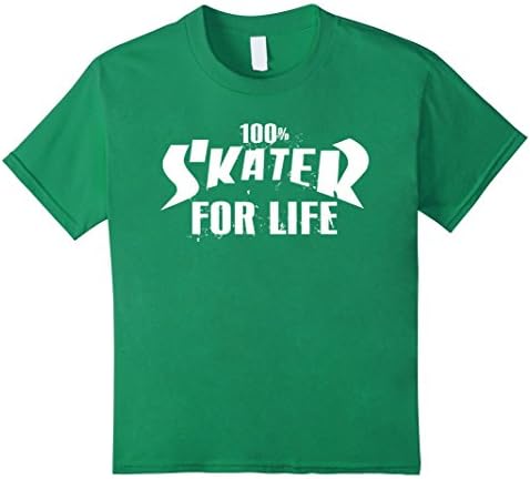 Kids 100 Skater For Life SKATEBOARD van youth T-shirt Skate Day 10 Kelly Green