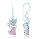 Sterling Silver Multi Colored Mother of Pearl Shell Cat Dangle Earrings 41laznM7HKL. SL160 Sterling Silver Multi Colored Mother of Pearl Shell Cat Dangle Earrings