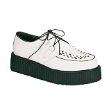 CREEPER 2 Mens Creeper Shoes Gothic Retro Rockabilly Platform Shoes White Leather
