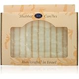 Safed Candles Shabbat Candle Set in White with Dripped Lines