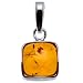 Certified Genuine Honey Amber and Sterling Silver Cubical Pendant