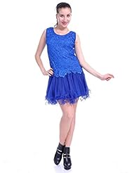 Scoop Neck Tulle Dropped   Waistline Lace  Dress