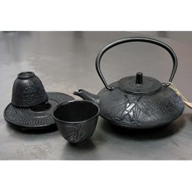 Japanese Cast Iron teaset  Bamboo Blk Mochi by Kafu