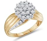 Diamond Cluster Ring 10k Yellow Gold Solitaire Set (1/5 Carat)