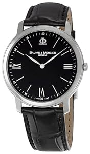 Baume and Mercier Classima Executives Black Leather Bracelet Mens Watch MOA8850