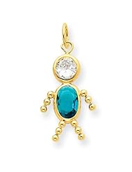 14k Gold December Boy Gemstone Charm