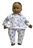 White Pajamas with Pink and Blue Teddy Bear Print. Fits 15" Dolls like Bitty Baby® and Bitty Twin®