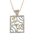 10K Two-Tone I Love You Pendant Necklace