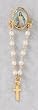 Divine Mercy Rosary Lapel Pin with White Beads and Cross - MADE IN ITALY