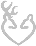 Deer Heart Browning Gun Logo- Car, Truck, Notebook, Vinyl Decal Sticker #2511 | Vinyl Color: Silver Chrome Holographic Glitter