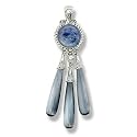 Sterling Silver, Kyanite and Blue Fiber Optic Drop Pendant by Sajen