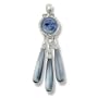 Sterling Silver, Kyanite and Blue Fiber Optic Drop Pendant by Sajen