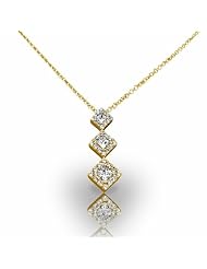 14KT Yellow Gold Stunning Graduated Square Halo Style Diamond Pendant. 9/10 CTW