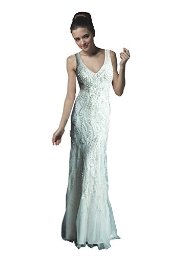 CosplayHut超綺麗手作りホワイトビーズ付けV型 ネックウェディグドレス花嫁 結婚式新婦さん